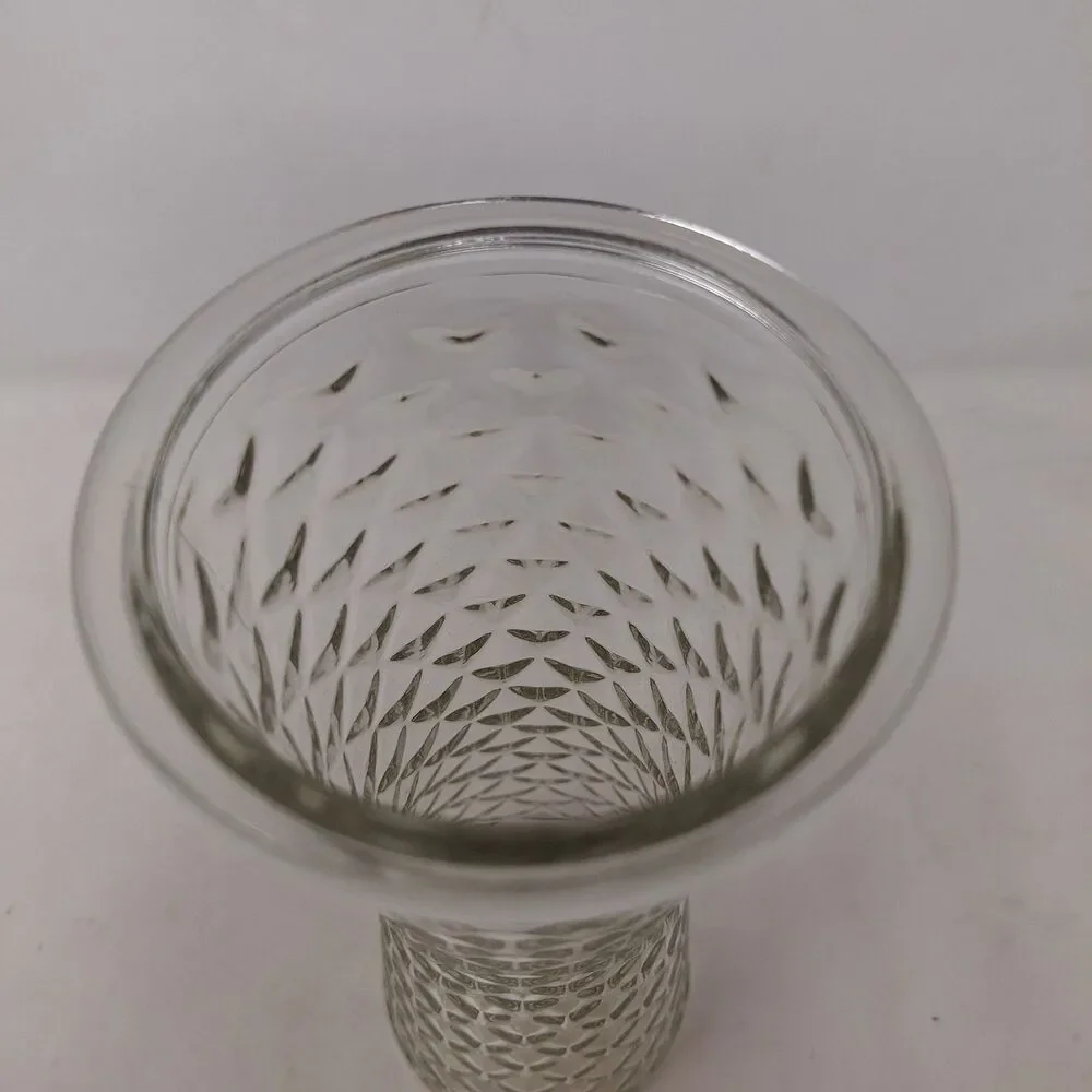 Glass Clear Vase Greenbrier International 9 Inch Tall Diamond Weave Pattern
